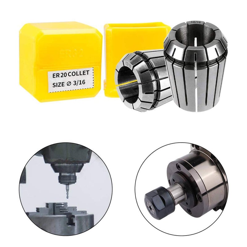 SILIVN 14pcs ER20 Spring Collet Set for CNC Engraving Machine and Milling Lathe Tool Workholding Engraving Collets (1/16",3/32",1/8",5/32",3/16",7/32",1/4",9/32",5/16",11/32",3/8",13/32",7/16",1/2") - Image 2